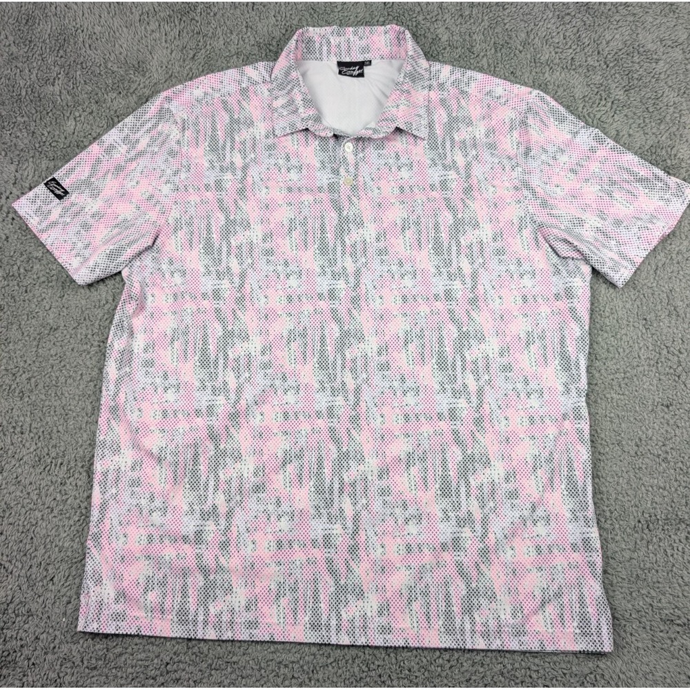 Sunday Swagger Polo Shirt Men's 2XL Pink/Black XXL Performance Stretch Golf